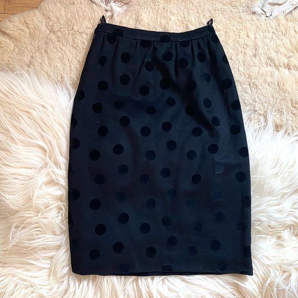 Givenchy Vintage Polka Dot Black Pencil Skirt - Picture 1 of 6